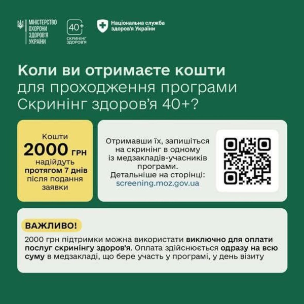 "Дія" надсилає запрошення: як отримати 2000 грн на обстеження 40+ 7
