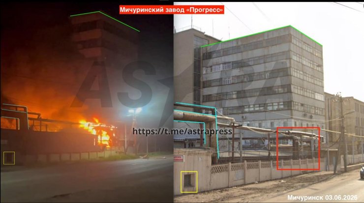 БПЛА атакували завод "Прогрес" у Мічурінську: звіт про удари по військових об'єктах РФ 6 БПЛА атакували завод "Прогрес" у Мічурінську: звіт про удари по військових об'єктах РФ 6