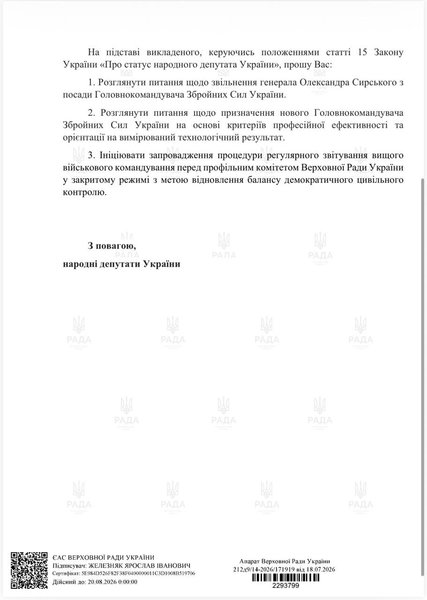 Рада готує рокіровку: хто замінить Сирського та Федорова на ключових постах? 10 Рада готує рокіровку: хто замінить Сирського та Федорова на ключових постах? 10