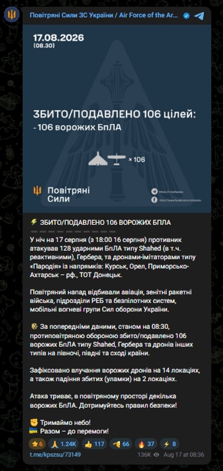 Росія відбила понад 1300 безпілотників за добу: оборона активно захищає небо 9 Росія відбила понад 1300 безпілотників за добу: оборона активно захищає небо 9