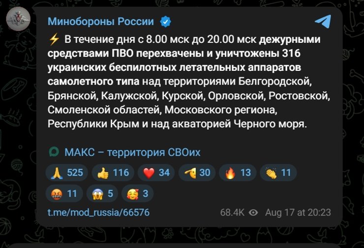 Росія відбила понад 1300 безпілотників за добу: оборона активно захищає небо