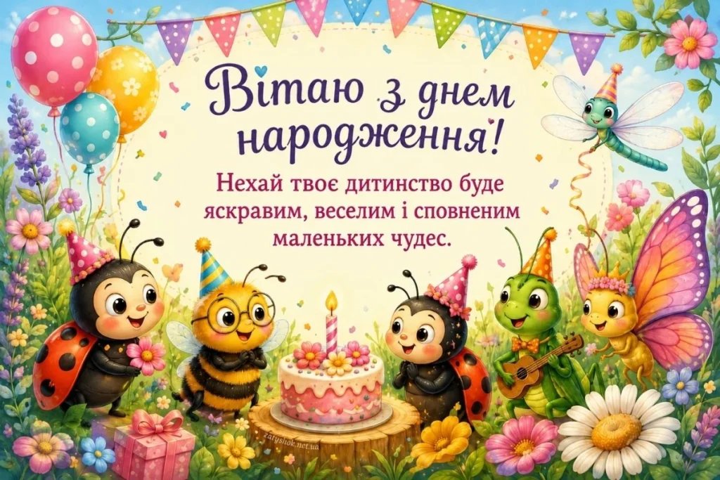 Щирі вітання з днем народження для дитини: вибирайте найкращі побажання та яскраві картинки 27 Щирі вітання з днем народження для дитини: вибирайте найкращі побажання та яскраві картинки 27
