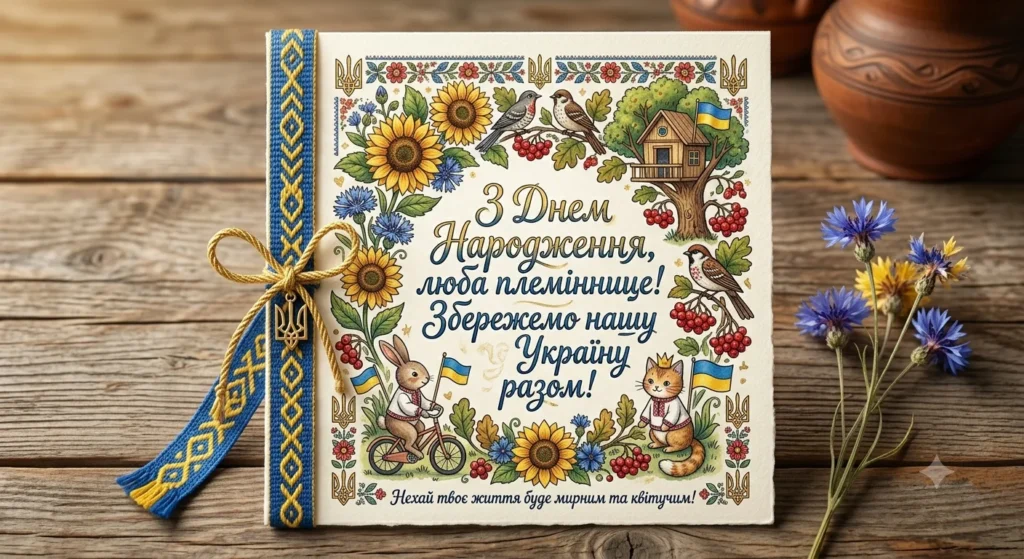З Днем народження, люба племіннице: найкращі побажання, яскраві листівки та картинки 22 З Днем народження, люба племіннице: найкращі побажання, яскраві листівки та картинки 22
