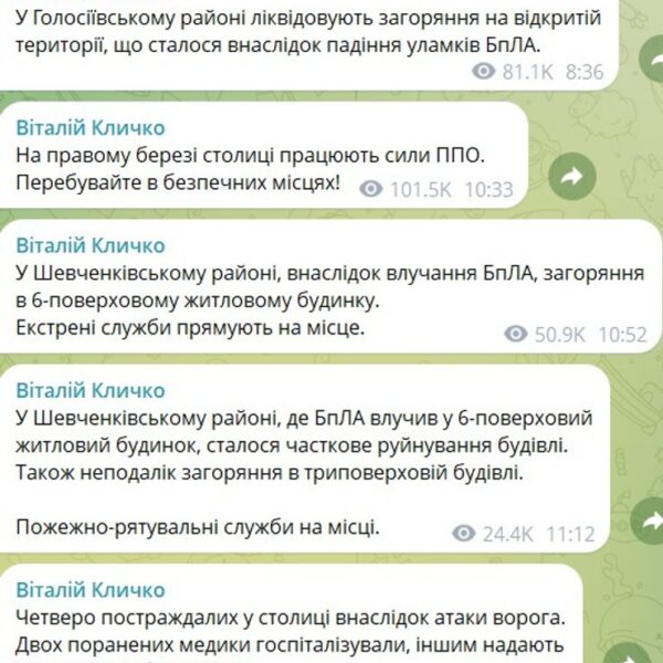 Київ під обстрілом: росіяни руйнують університет та споруди біля вокзалу
