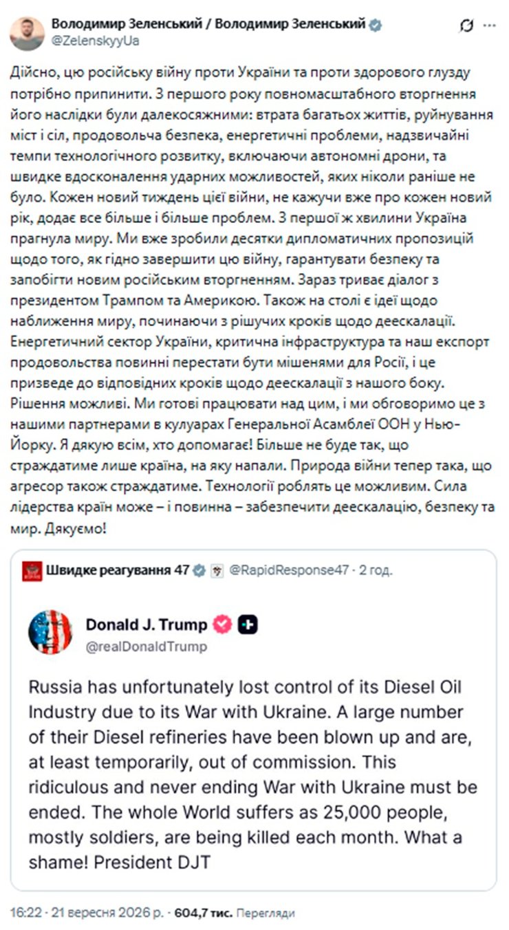 Зеленський розкрив Трампу шлях до деескалації через удари по НПЗ РФ 2 Зеленський розкрив Трампу шлях до деескалації через удари по НПЗ РФ 2